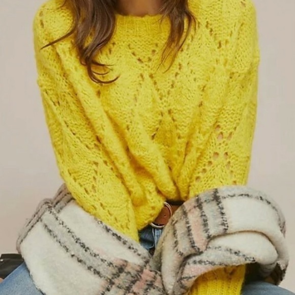 Anthropologie Yellow Crew Neck Sweater - Picture 2 of 12